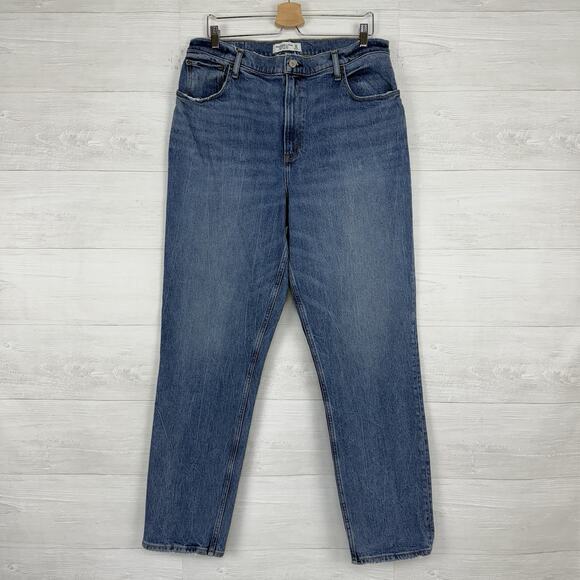 Abercrombie & Fitch Curve Love Jeans 33 / 16 L Tall Ultra High Rise 90s Straight - Picture 2 of 16